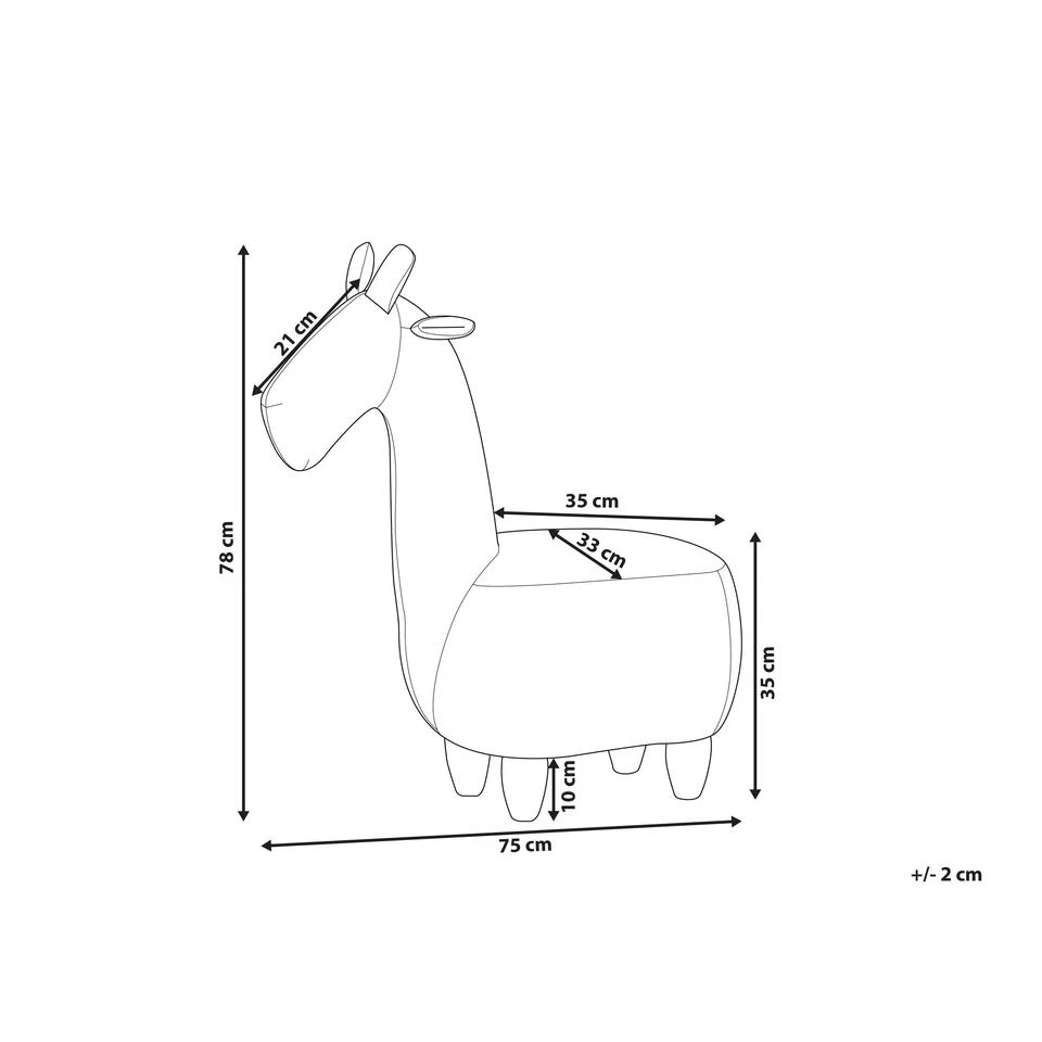 Beliani Dierenhocker GIRAFFE - Geel Fluweel 3 Beliani Dierenhocker GIRAFFE - Geel Fluweel - Afbeelding 3