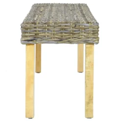 VidaXL Bankje 110 Cm Natuurlijk Kubu Rattan En Massief Mangohout -Puur Woood Winkel 06c6d8f5ffb5474f8aa063f51dfda181