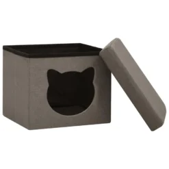 VidaXL Opbergkruk Met Kattenpatroon Inklapbaar Stof Taupe -Puur Woood Winkel 09621ec74f814eec8e4c1c02ae18ce8e