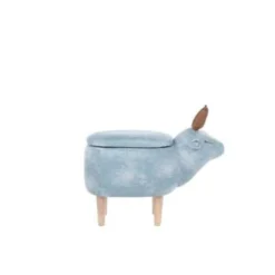 Beliani Hocker REINDEER - Blauw Polyester -Puur Woood Winkel 0a377c19a5e942c3a836d002cb994d0e