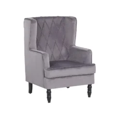 Beliani Fauteuil SANDSET - Grijs Fluweel -Puur Woood Winkel 0c00a4f6a04048f5a318a061ba4921fa