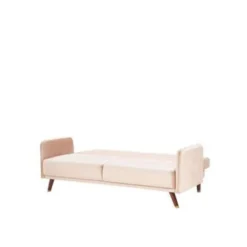 Beliani Driezitsbank - SENJA Beige Fluweel -Puur Woood Winkel 0ccb3614840c43bd9bbd065533c299a6