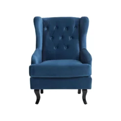 Beliani Fauteuil ALTA - Blauw Fluweel -Puur Woood Winkel 0e718373392640d182bb8b0ea9dc87dc