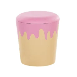 Beliani Poef MOUSEE - Beige Fluweel