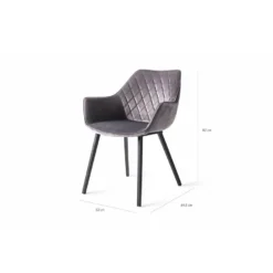Urban Lifestyle Eetkamerstoel Boston - Velvet - Grijs -Puur Woood Winkel 1000010479 0103