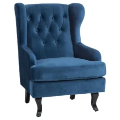 Beliani Fauteuil ALTA - Blauw Fluweel