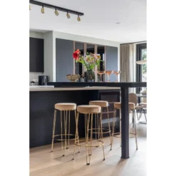 Barkruk Alice - Karamel - Velvet -Puur Woood Winkel 1000022110 0111