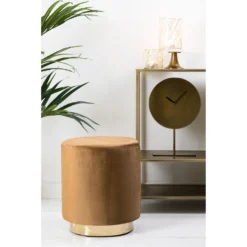 Poef Nadien - Velvet Karamel - Ø40cm -Puur Woood Winkel 1000022115 0110