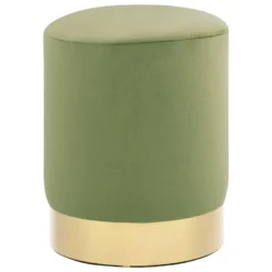 VidaXL Kruk Fluweel Mosterdgroen En Goudkleurig