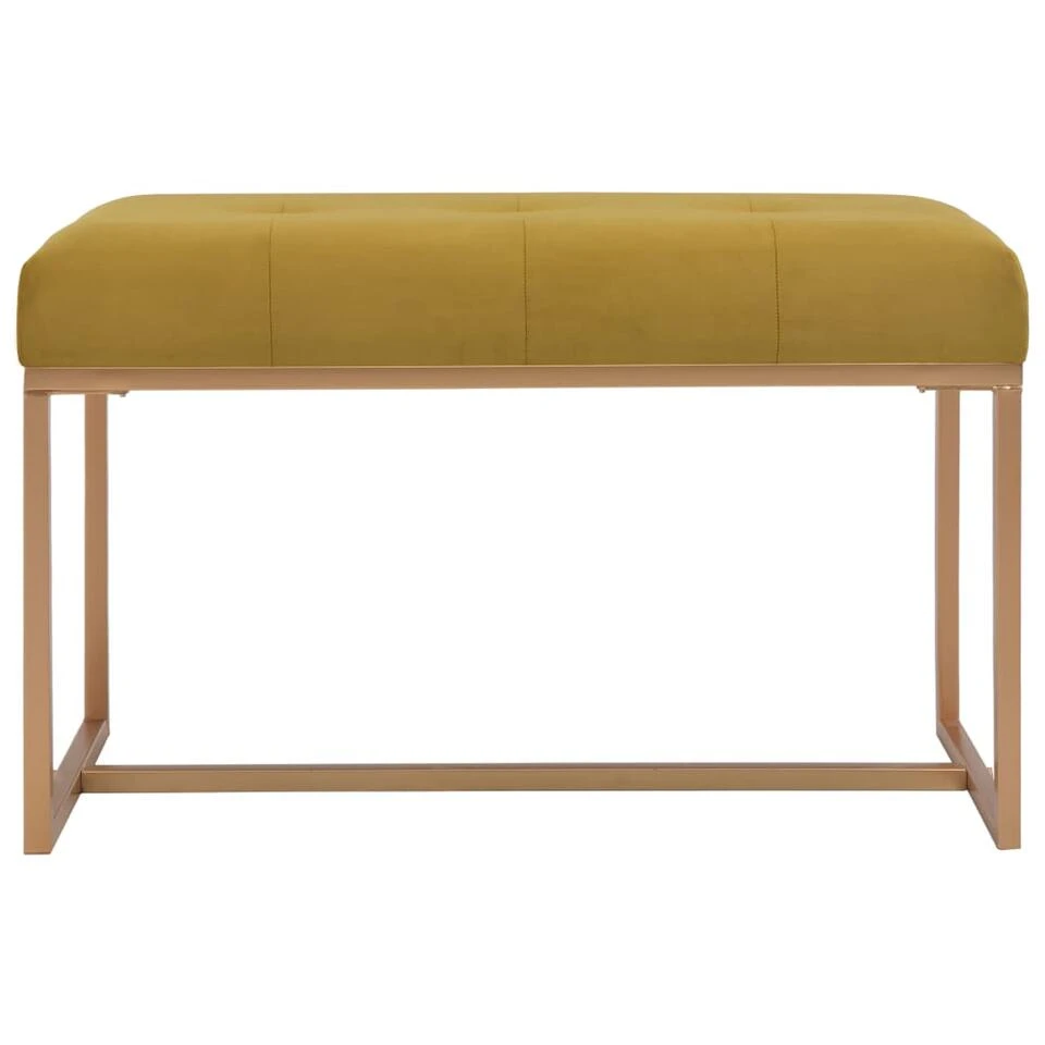 VidaXL Bankje 80 Cm Fluweel Mosterdkleurig 2 VidaXL Bankje 80 Cm Fluweel Mosterdkleurig - Afbeelding 2