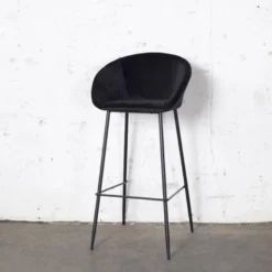 Giga Meubel Barkruk Velvet Zwart - 46x50x102cm - Barkruk Amira