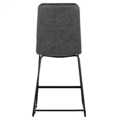 Giga Meubel Barstoel Antraciet Kunstleder - 42x42x100cm - Barstoel Fabio -Puur Woood Winkel 1000027441 0102