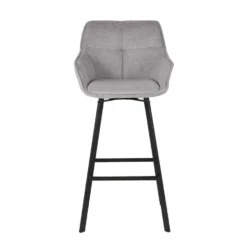 Barstoel Grijs - Zithoogte 65cm - Metaal & Velvet - Barstoel Shannon - Giga