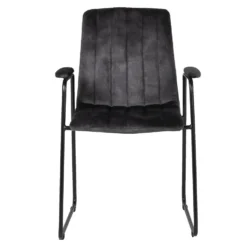 Eetkamerstoel Antraciet - Velvet Stof & Metaal - 57x56x85.6cm - Stoel Tara -Puur Woood Winkel 1000027475 0102