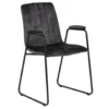 Eetkamerstoel Antraciet - Velvet Stof & Metaal - 57x56x85.6cm - Stoel Tara