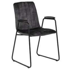 Eetkamerstoel Antraciet - Velvet Stof & Metaal - 57x56x85.6cm - Stoel Tara