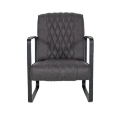Giga Meubel Fauteuil Antraciet - PU-Leer - 62x80x82cm - Iwan
