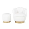 Giga Meubel Teddy Fauteuil Wit - Met Gouden Onderstel - Fauteuil Quinty