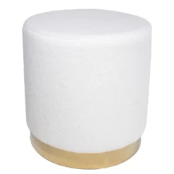 Giga Meubel Teddy Poef Wit - Met Gouden Onderstel - Poef Quinty