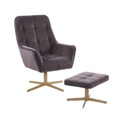 Beliani Fauteuil MOLLE - Grijs Fluweel