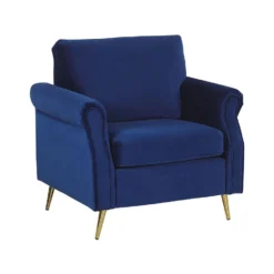 Beliani Fauteuil VIETAS - Blauw Fluweel