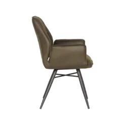 LABEL51 Eetkamerstoel Bink - Army Green - Microfiber -Puur Woood Winkel 1000028373 0102