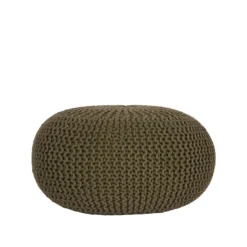 LABEL51 Poef Knitted - Army Green - Katoen - L