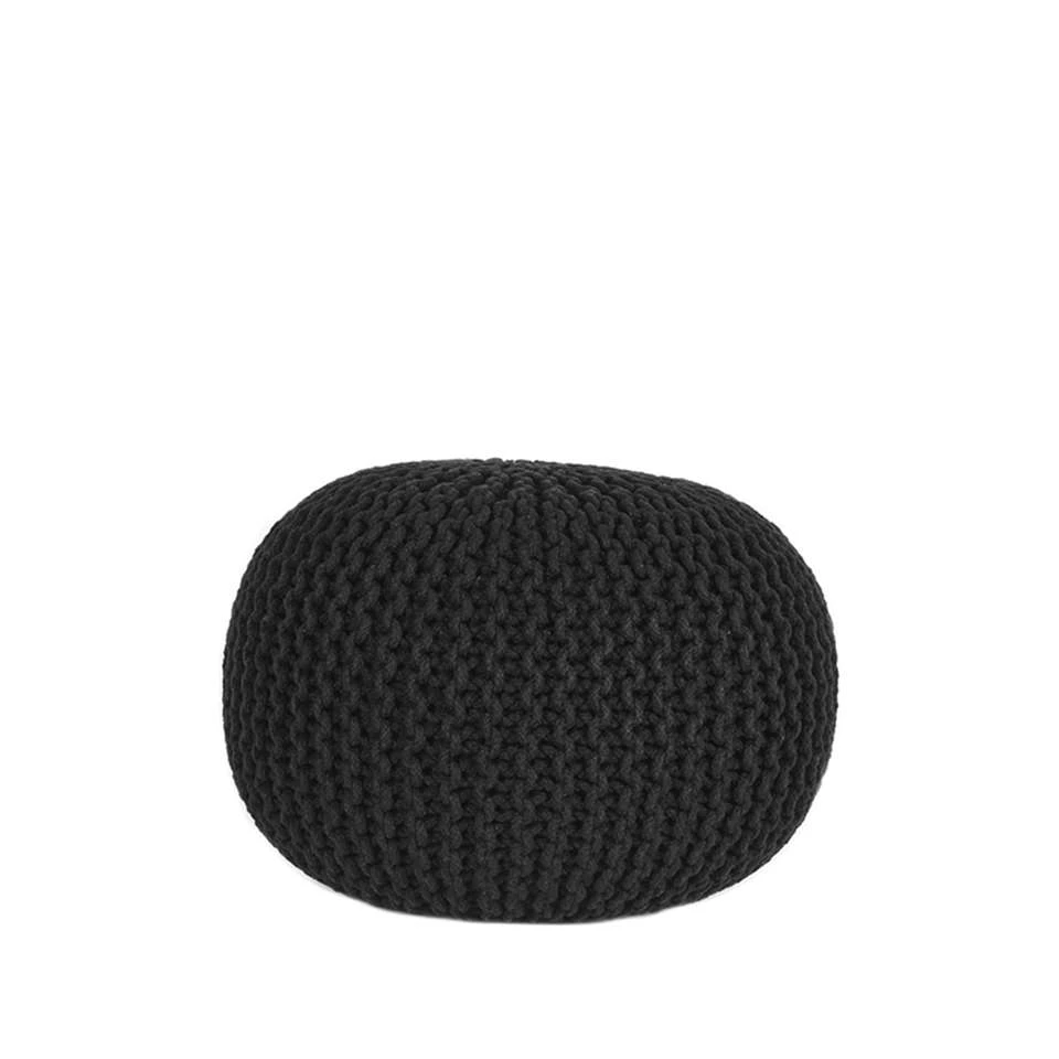 LABEL51 Poef Knitted - Zwart - Katoen - M 2 LABEL51 Poef Knitted - Zwart - Katoen - M - Afbeelding 2