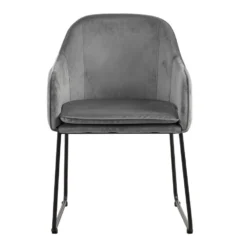 Livingfurn - Eetkamerstoel Benthe Grey Velvet - Stof - 57x48x82