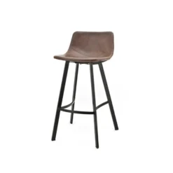 Giga Meubel Barstoel Bruin - Zithoogte 68cm - Metaal & PU Leer - Barstoel Hugo