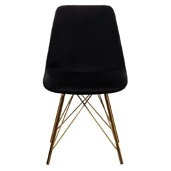 Giga Meubel Eetkamerstoel Velvet Zwart - Set Van 2 - Goud Onderstel