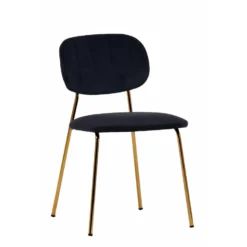 Giga Meubel Stoel Velvet Zwart - Gouden Poten - 49x45x78 - Jin Luxe