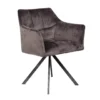 Giga Meubel Eetkamerstoel Velvet Antraciet - Draaibaar - Armstoel