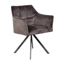 Giga Meubel Eetkamerstoel Velvet Antraciet - Draaibaar - Armstoel
