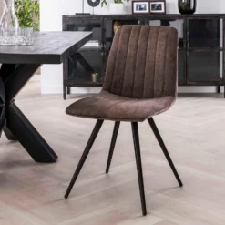 Giga Meubel Eetkamerstoel Velvet Taupe - Zwart Metalen Onderstel -Puur Woood Winkel 1000041549 0102