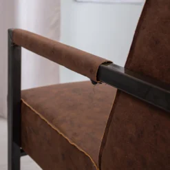 Industriële Leren Fauteuil Bruin Tiger - Leder - Bruin -Puur Woood Winkel 1000041946 0103