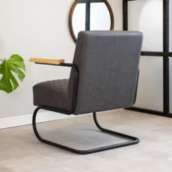 Industriële Fauteuil Lars Antraciet - Kunstleder - Zwart -Puur Woood Winkel 1000041968 0103