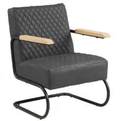 Industriële Fauteuil Lars Antraciet - Kunstleder - Zwart