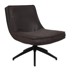 Industriële Draaibare Fauteuil Antraciet Tommy Eco Leer - Leder - Grijs