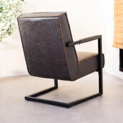 Industriële Leren Fauteuil Antraciet Tiger - Leder - Grijs -Puur Woood Winkel 1000041989 0102