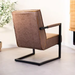 Industriële Leren Fauteuil Taupe Tiger - Leder - Taupe -Puur Woood Winkel 1000042011 0102