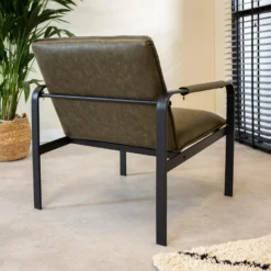 Industriële Fauteuil Mitch Groen - Kunstleder - Groen -Puur Woood Winkel 1000042020 0102