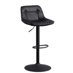 Industriële Barkruk Jason Zwart - Zithoogte 59 Cm - Kunstleder - Zwart