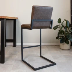 Industriële Barkruk Kuba Taupe - Zithoogte 78 Cm - Kunstleder - Taupe -Puur Woood Winkel 1000042367 0102