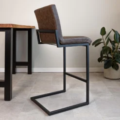 Industriële Barkruk Kuba Taupe - Zithoogte 78 Cm - Kunstleder - Taupe -Puur Woood Winkel 1000042367 0103