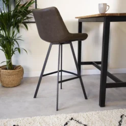 Industriële Barkruk Juno Taupe - Zithoogte 70 Cm - Kunstleder - Taupe -Puur Woood Winkel 1000042371 0102