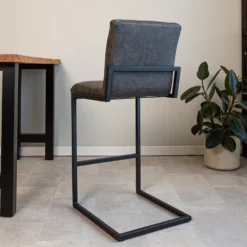 Industriële Barkruk Kuba Antraciet - Zithoogte 78 Cm - Kunstleder - Grijs -Puur Woood Winkel 1000042375 0102
