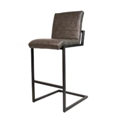 Industriële Barkruk Kuba Antraciet - Zithoogte 78 Cm - Kunstleder - Grijs