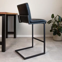 Industriële Barkruk Kuba Zwart - Zithoogte 78 Cm - Kunstleder - Zwart -Puur Woood Winkel 1000042400 0103