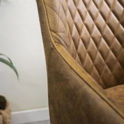 Industriële Draaibare Bureaustoel Emily Cognac - 64,50x60x84 Cm - Stof - Bruin -Puur Woood Winkel 1000042413 0103